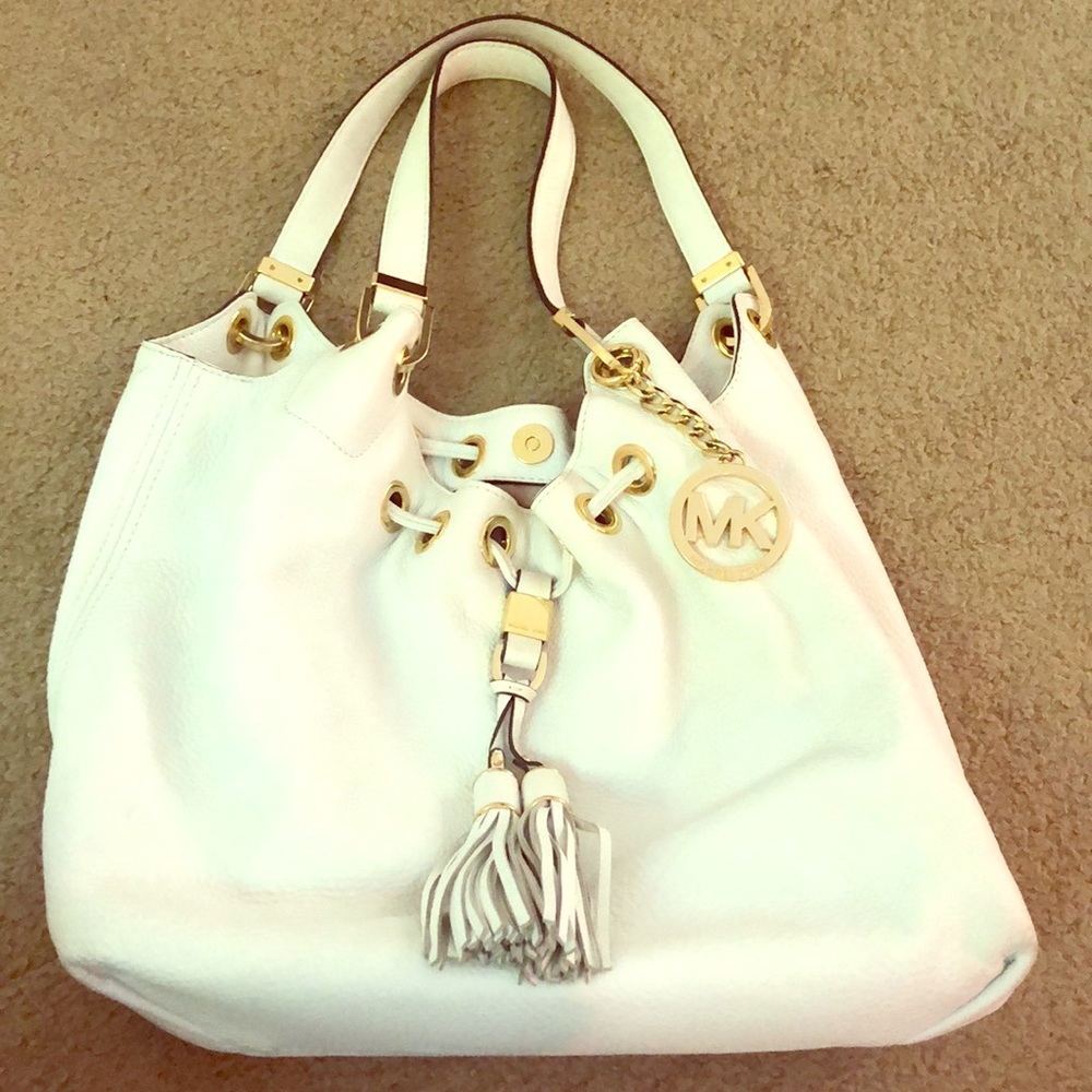 Michael Kors white hobo bag